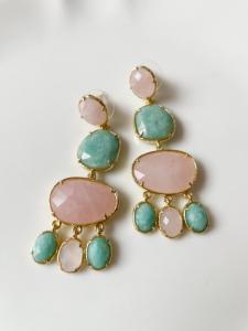 Boucles pierres Jackie rose turquoise doré