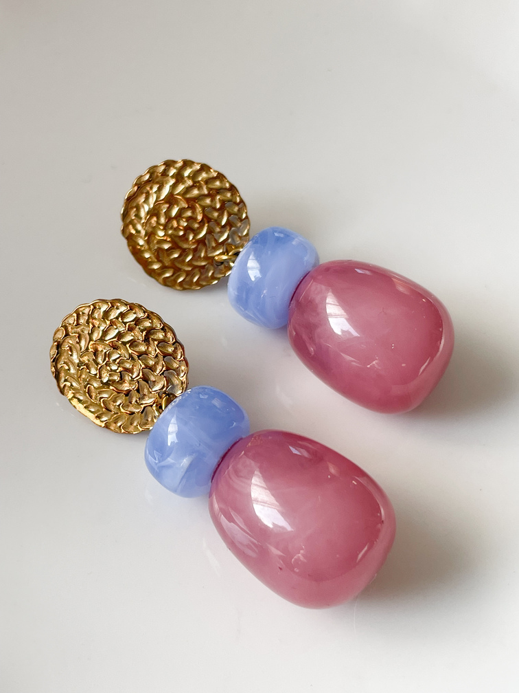 boucles Nicole rose bleu doré