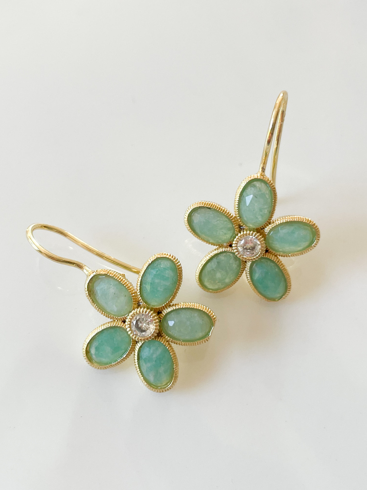 boucles Lilas turquoise doré
