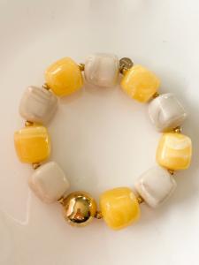 Bracelet perles duo jaune doré