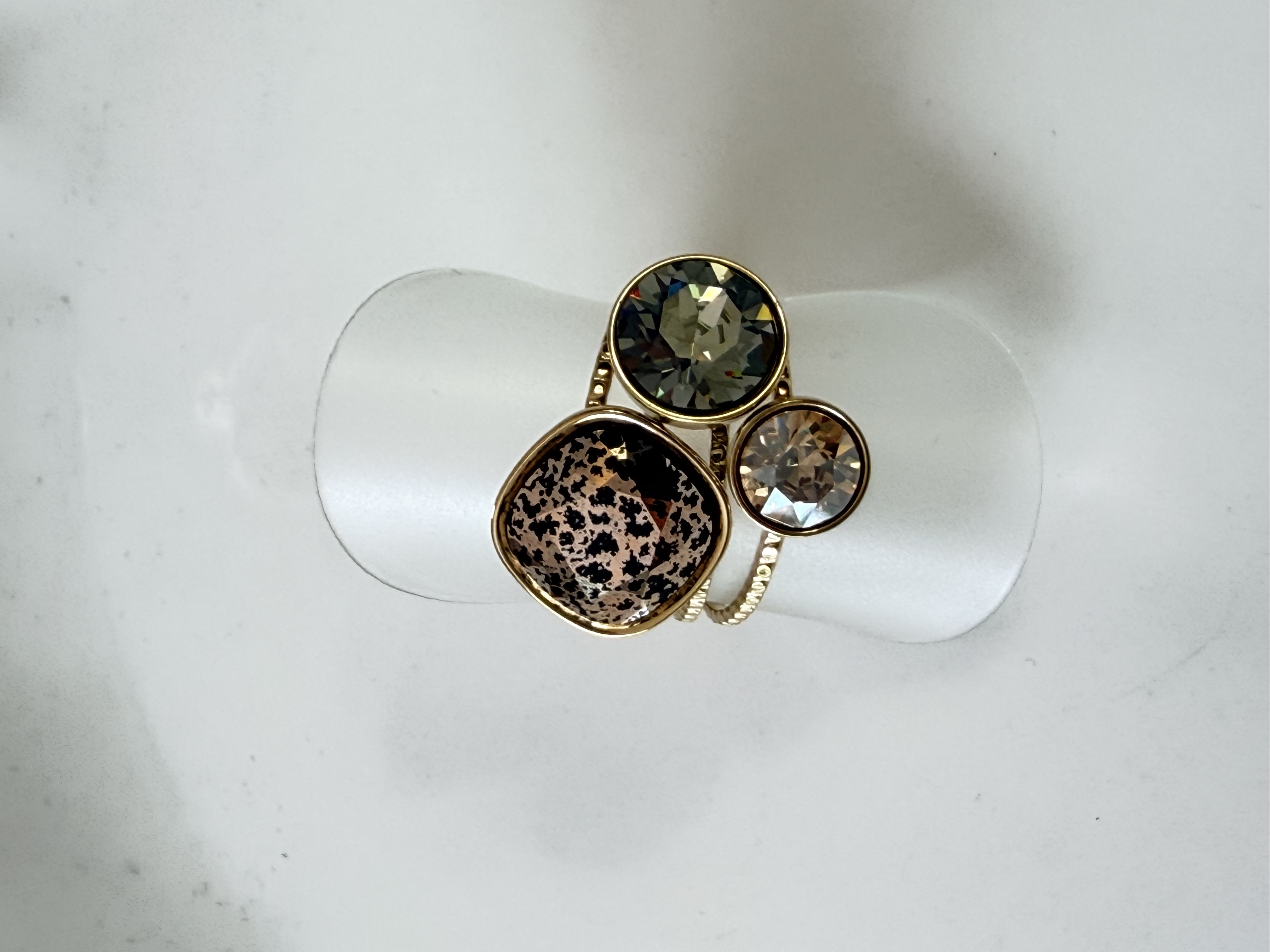Bague cristal BB tacheté doré