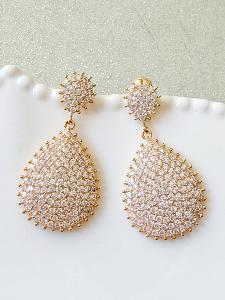 Boucles goutte strass doré