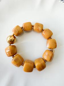 Bracelet perles miel doré