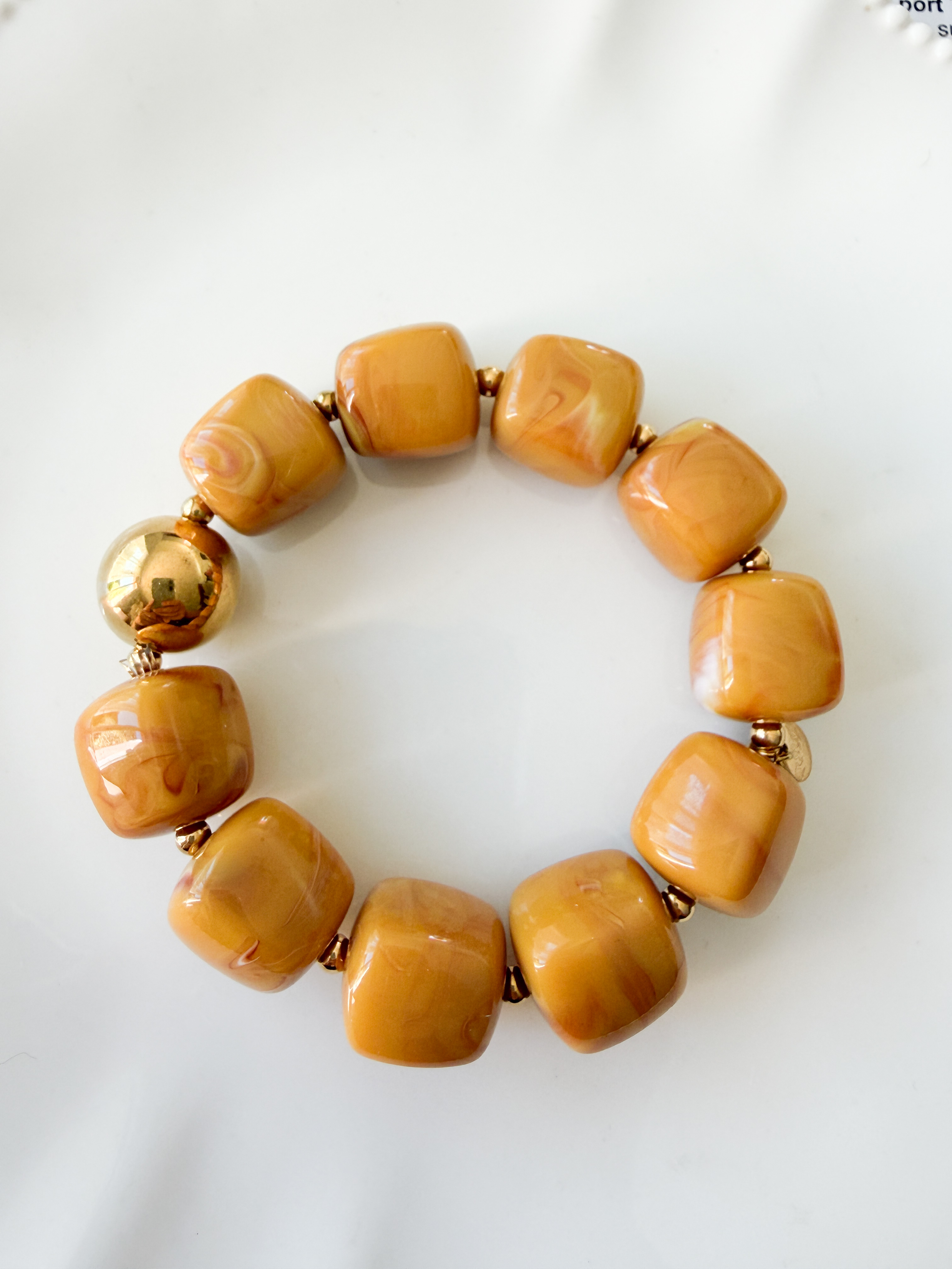 Bracelet perles miel doré