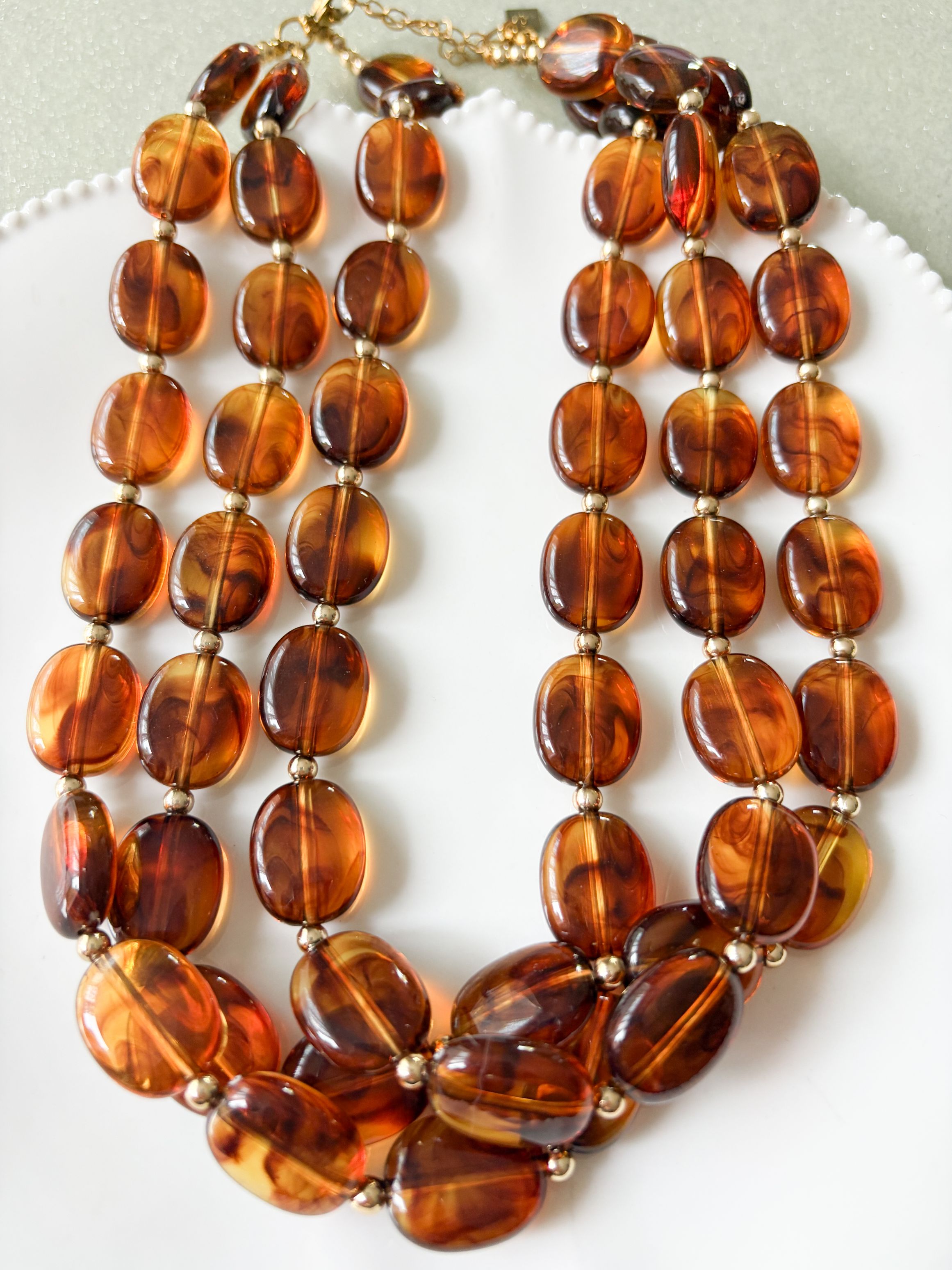 Collier ambre multi doré