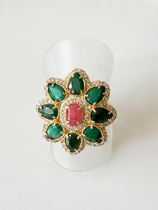 Bague pierres Ophélie vert doré 
