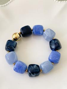 Bracelet perles bleues doré du Live