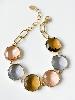 Bracelet cristal rond marron gris doré