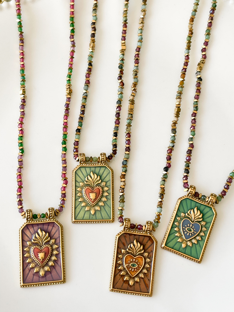 Collier médaille Ex voto rose doré