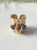 bague large pierre gris brique doré