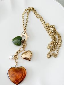 Collier sautoir coeurs doré