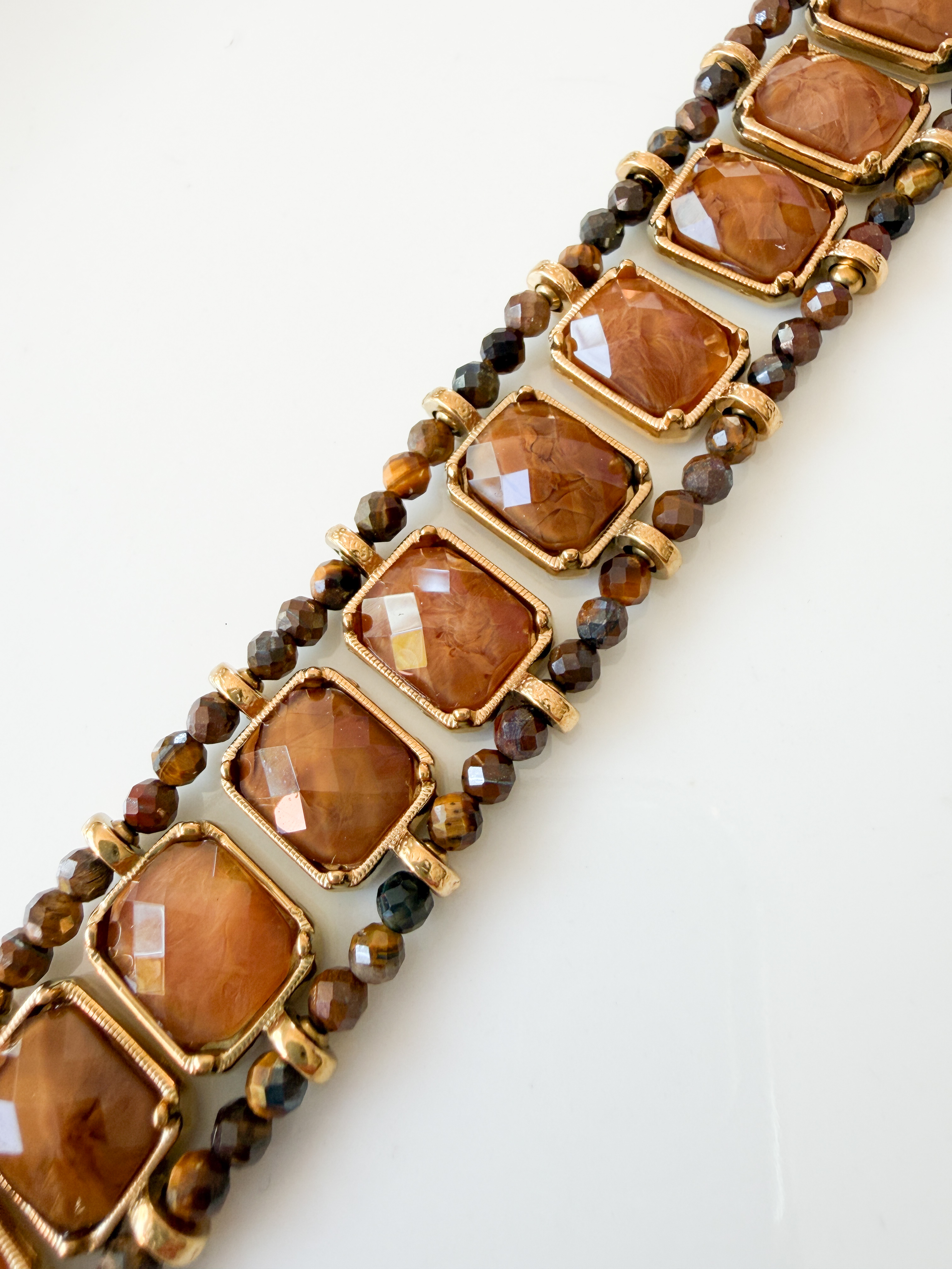 Bracelet pierres Adèle marron doré