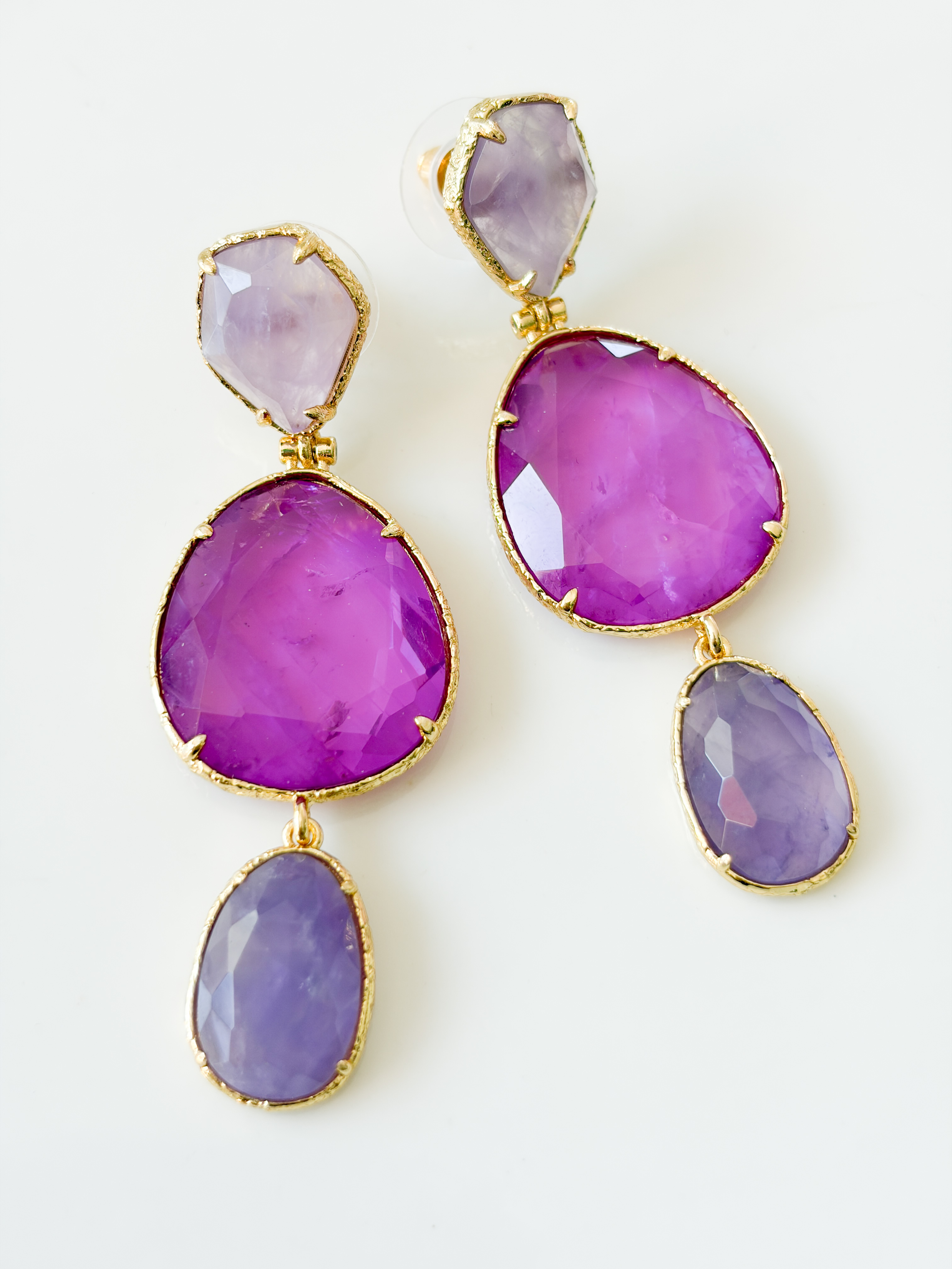 Boucles pierres Arizona violet doré