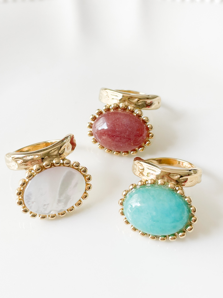 bague ovale rose doré