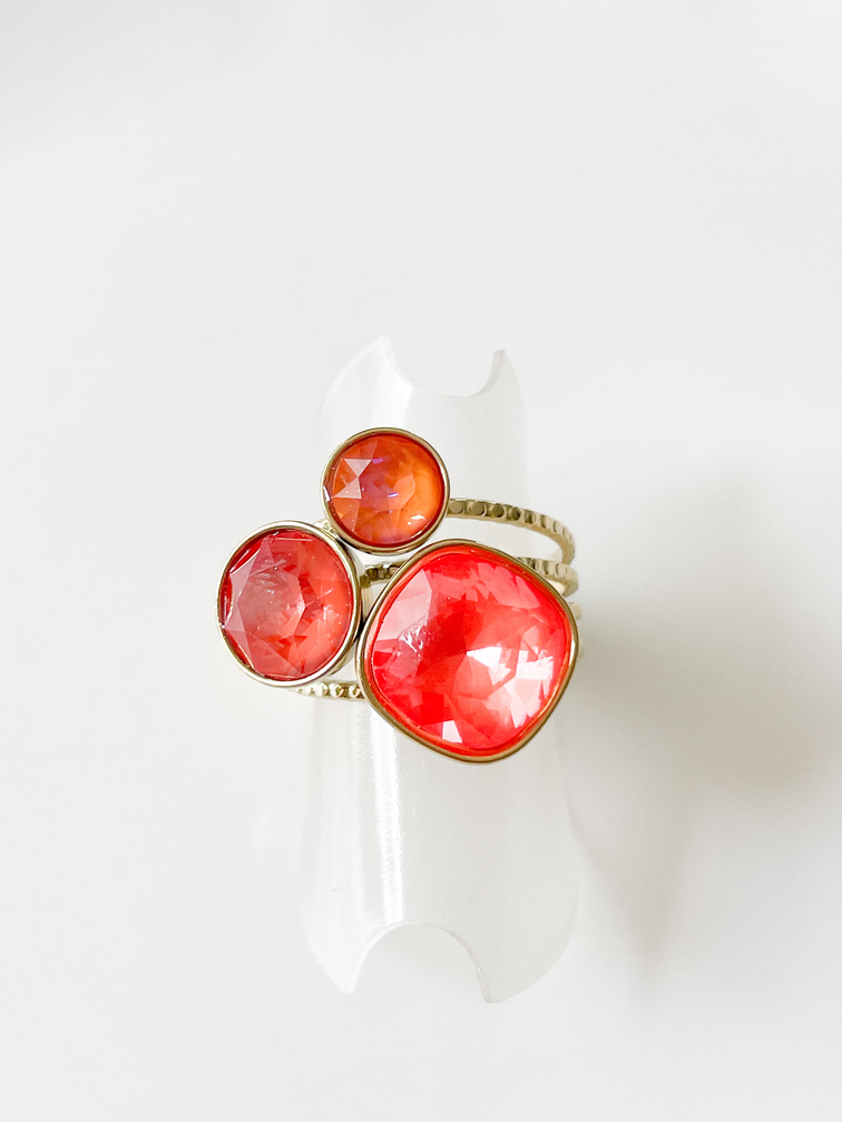 bague cristal fluo orange doré