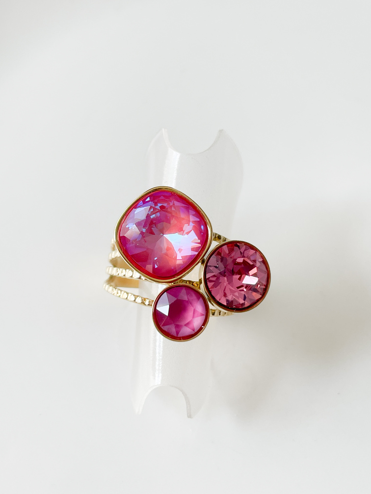 bague cristal rose doré