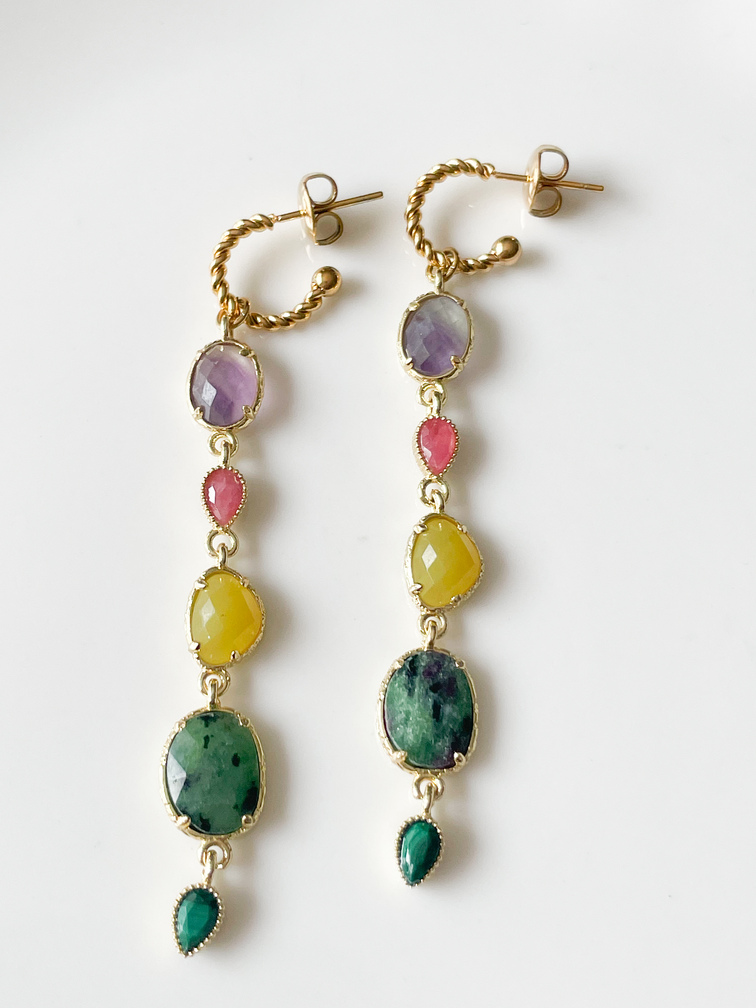 Boucles pierres Lou doré 