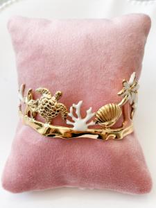 Bracelet jonc Neptune beige doré