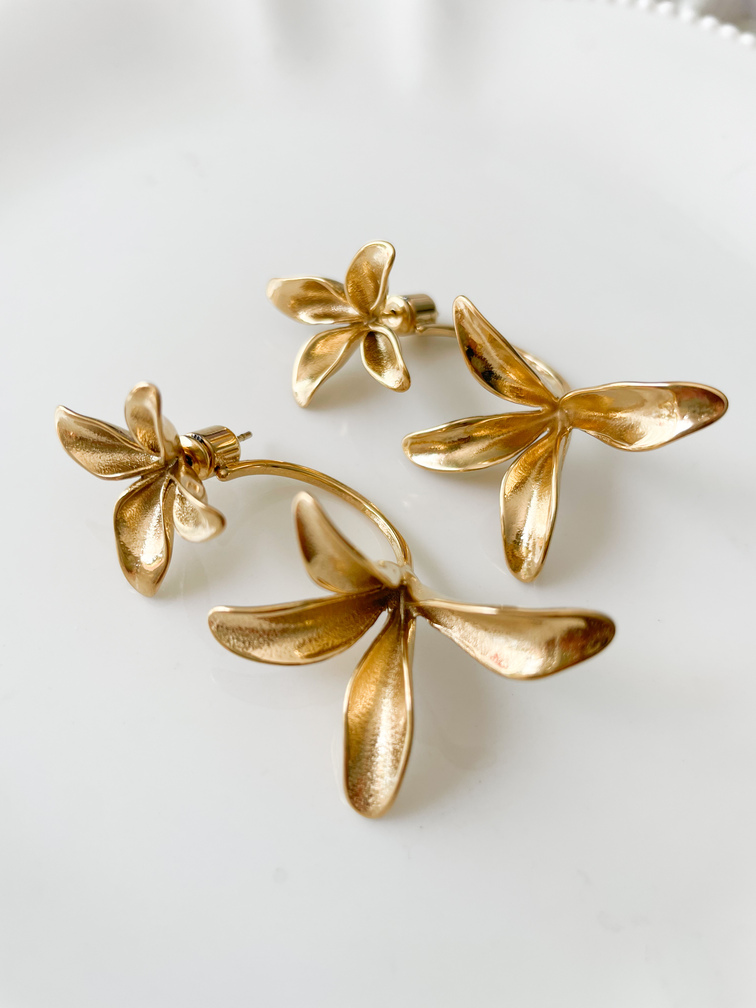 boucles fleurs orchid doré