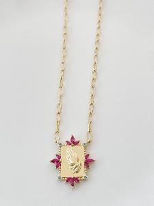 Collier Prière rose doré