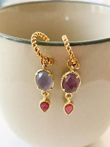 Boucles pierres Suzy violet doré 