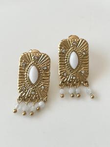 Boucles rétro blanc doré