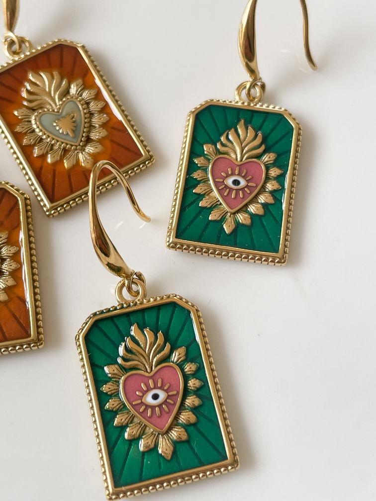 boucles Emma vert doré