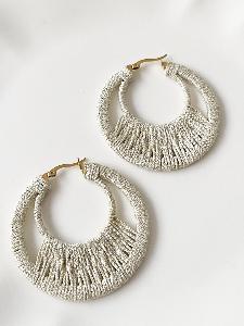 Boucles Sky beige paillettes doré