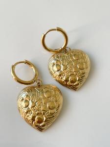 boucles coeur rétro doré