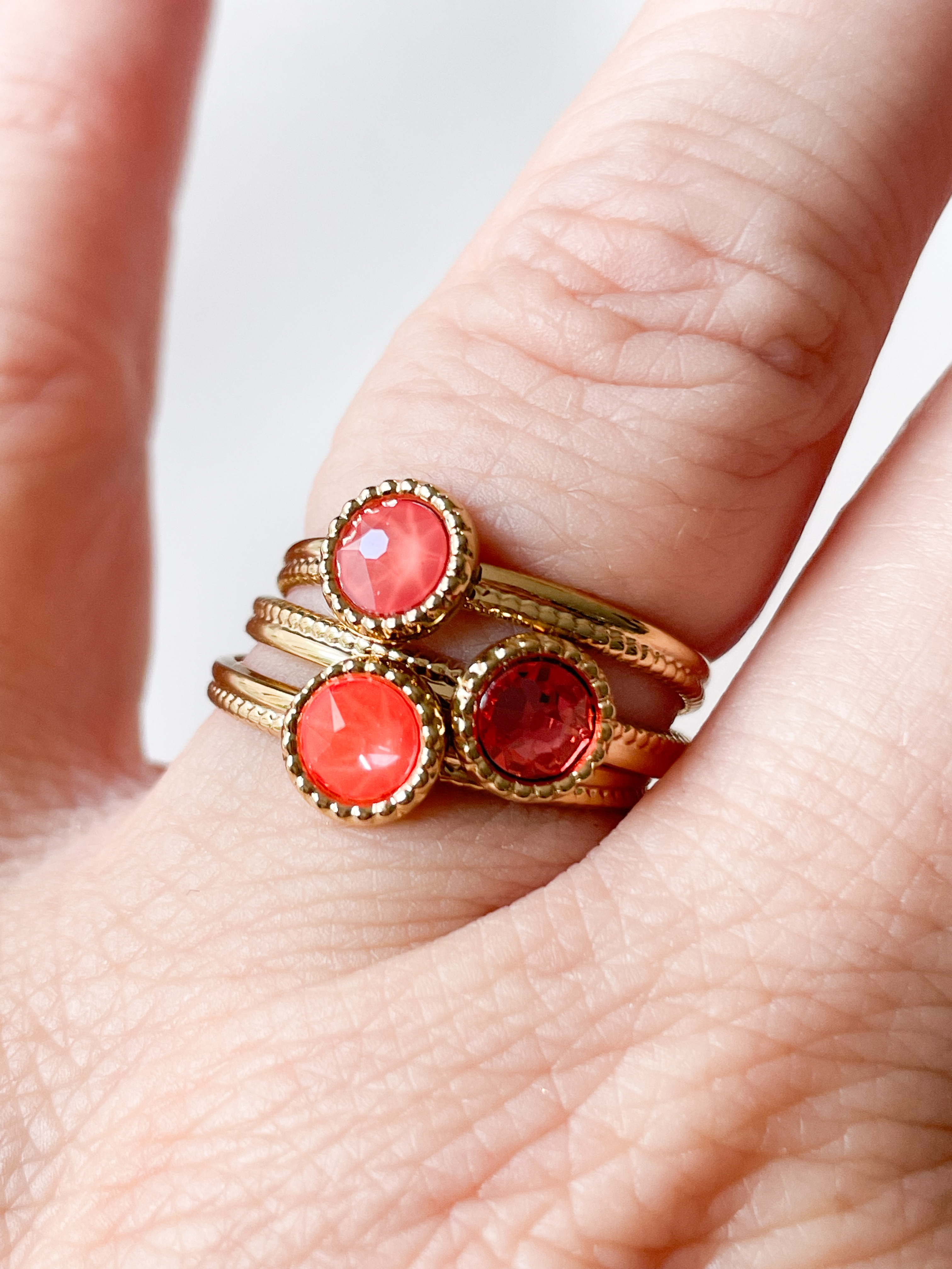 bague cristal fine orange doré