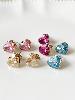 Boucles cristal puce coeur rose clair doré 