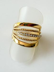 bague multi strass doré