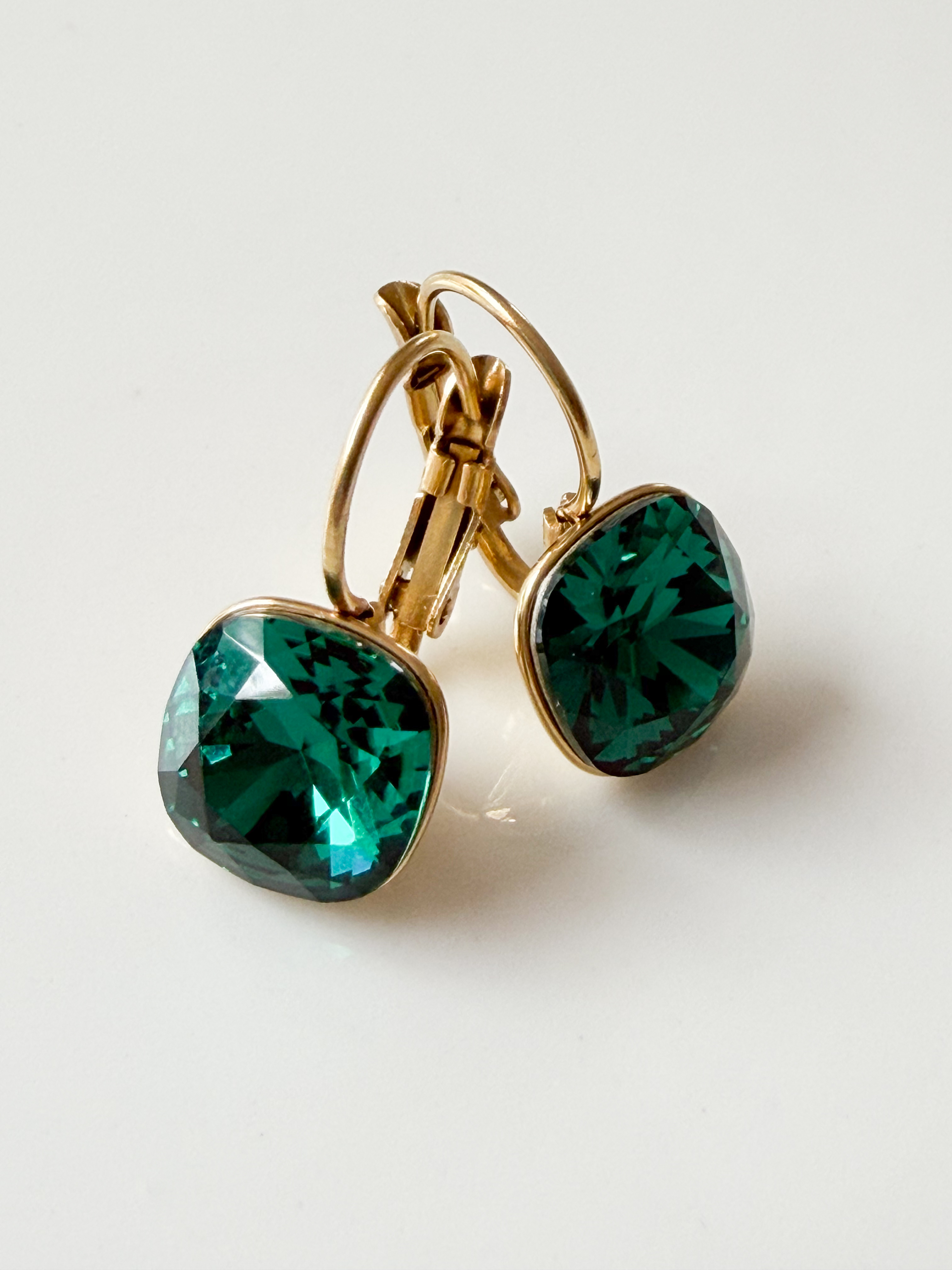 Boucles cristal BB vert doré
