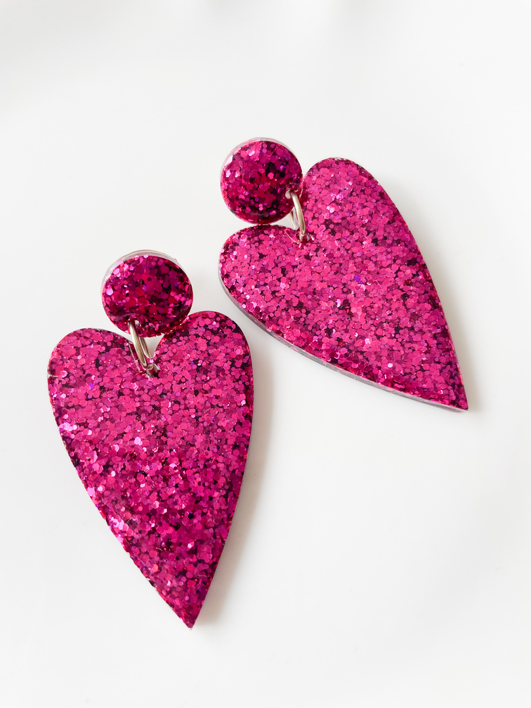 boucles  coeur paillettes rose