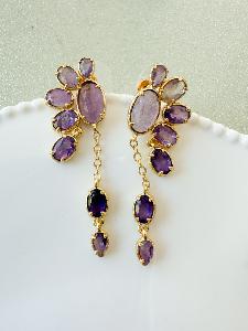 boucles pierres Rio violet  doré