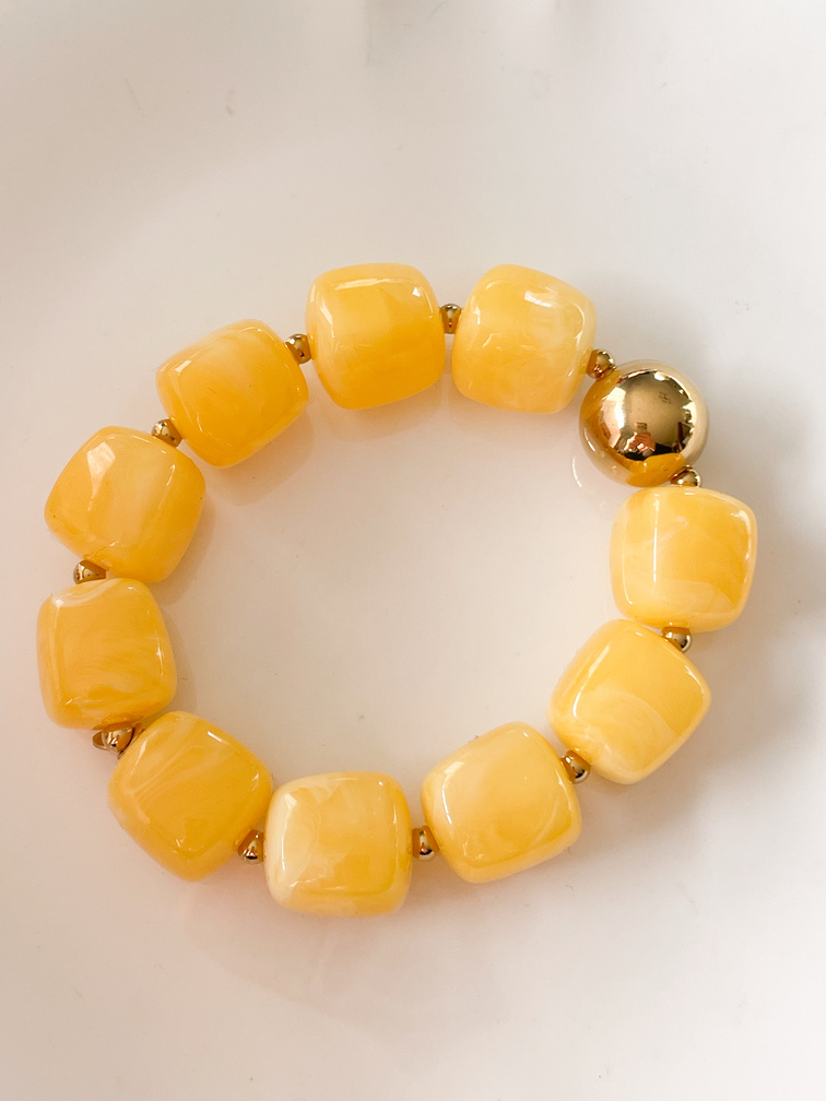 Bracelet perles jaune doré
