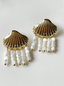 Boucles Coquillage perles doré