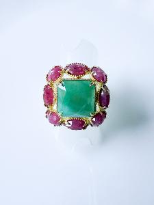 Bague pierres Rosanna vert rose doré