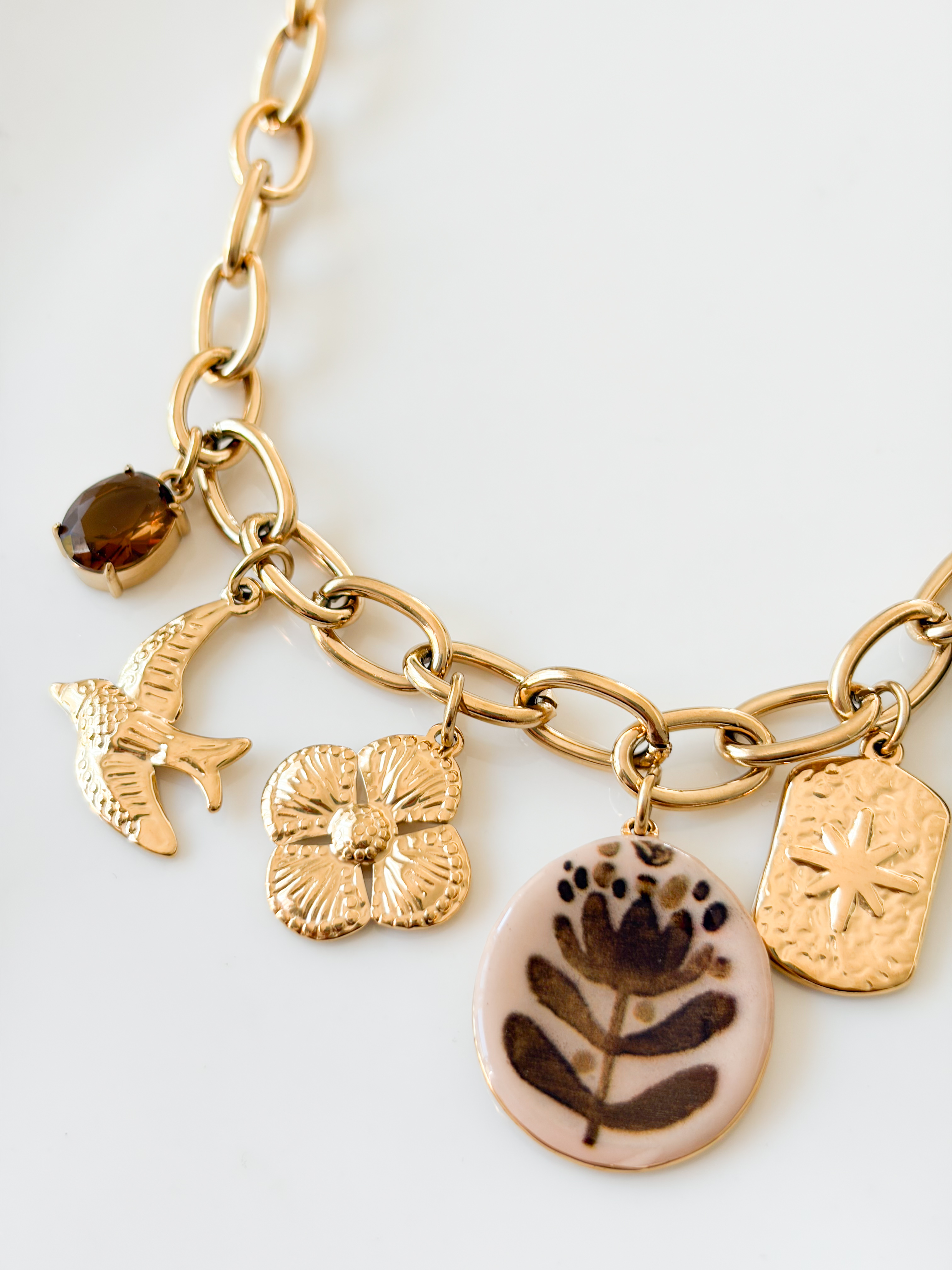 Collier Paty marron doré