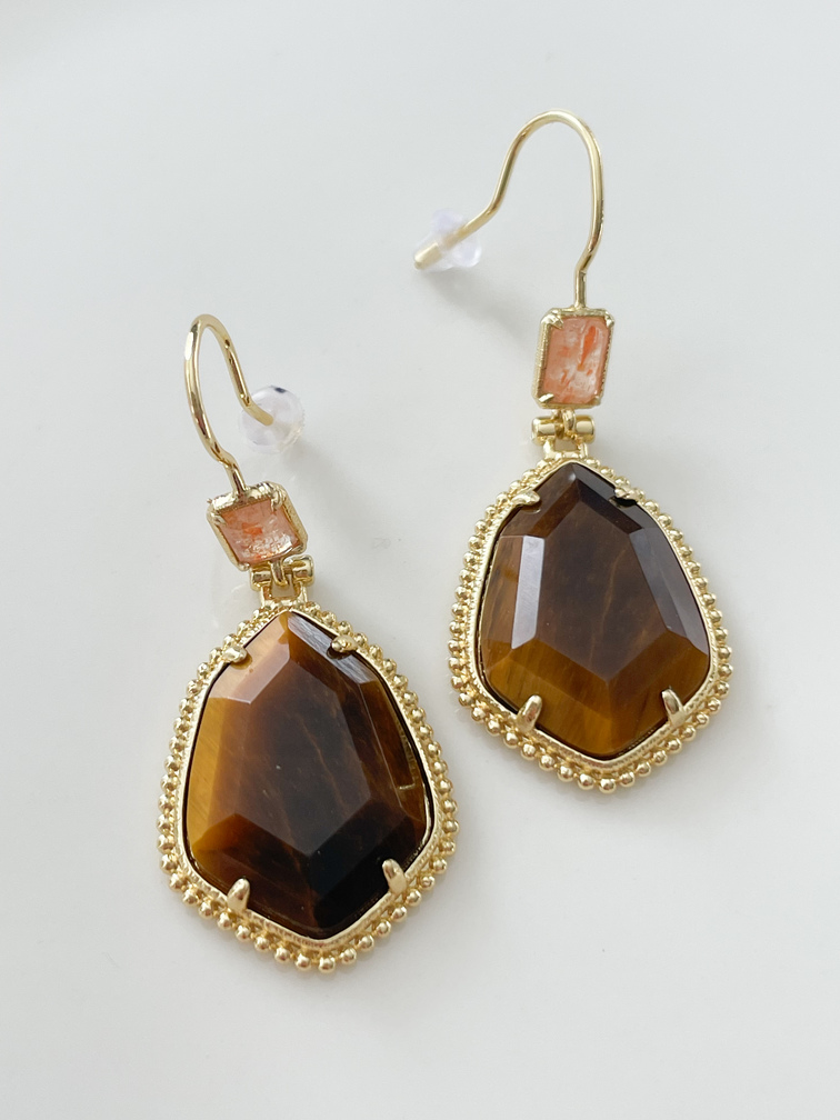 Boucles pierres Paola marron doré