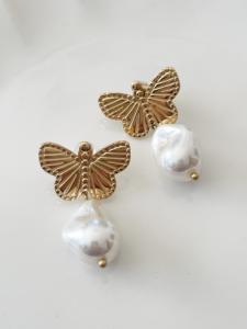 boucles papillon blanc doré