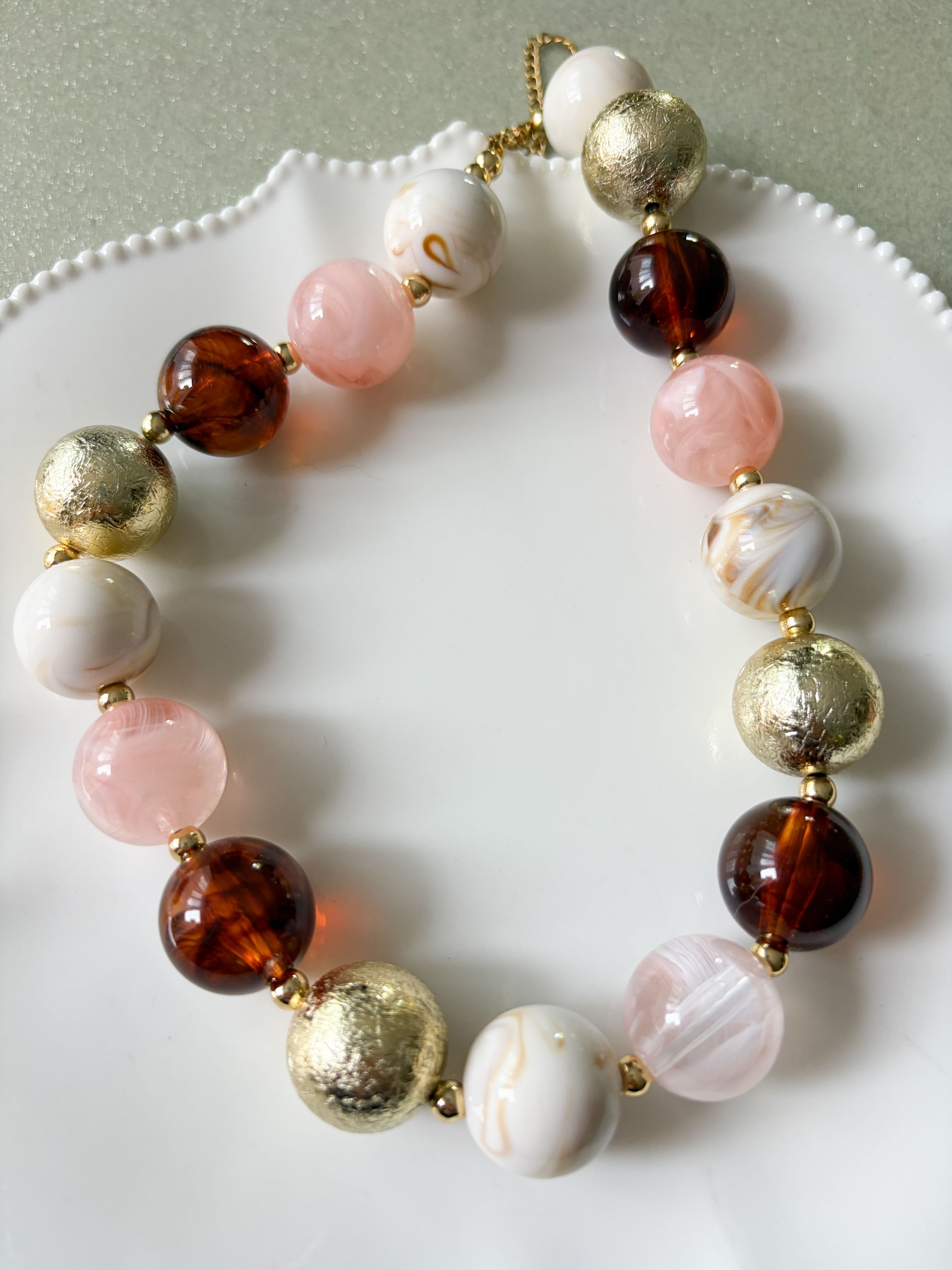 Collier Abby rose marron doré