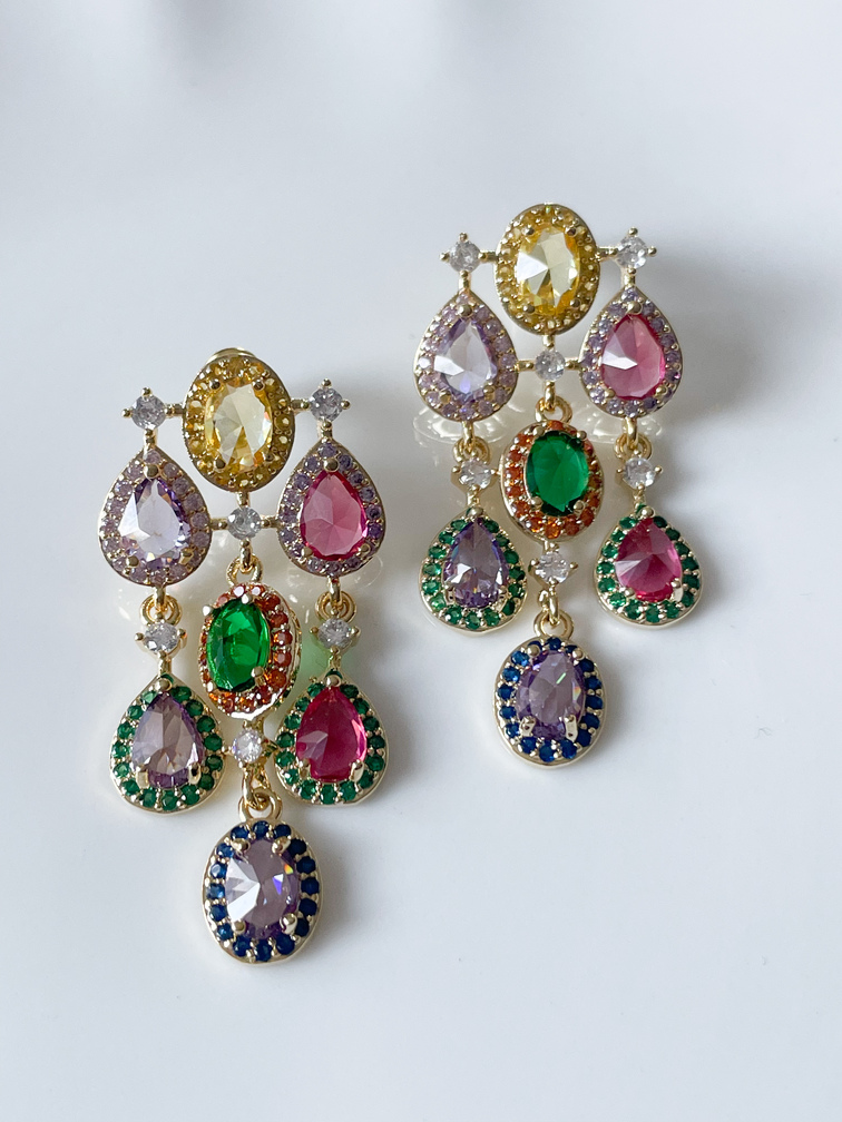 Boucles Bianca strass coloré doré