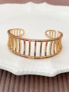 Bracelet manchette arc en ciel doré