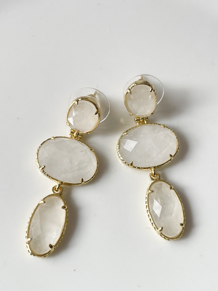 boucles pierres Gisèle blanc doré