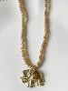 Collier éléphant pierres ocre doré
