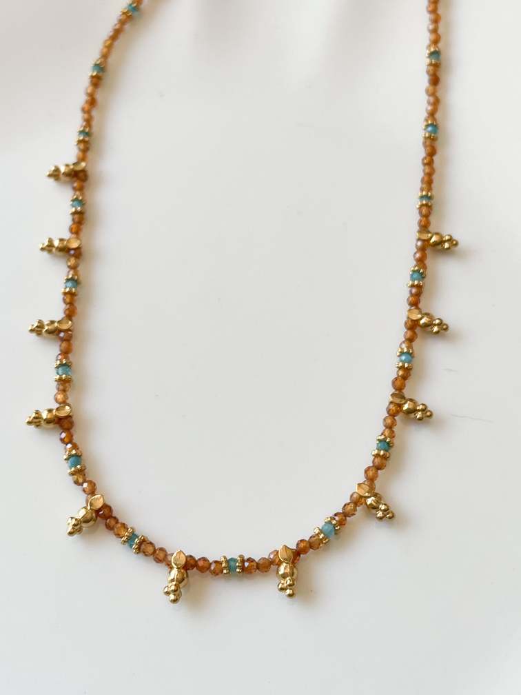Collier India corail doré