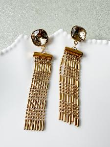Boucles cristal chainettes champagne doré