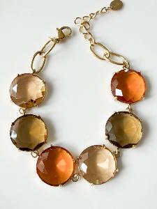 Bracelet cristal rond marron miel doré