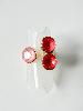 Bague cristal trio corail doré